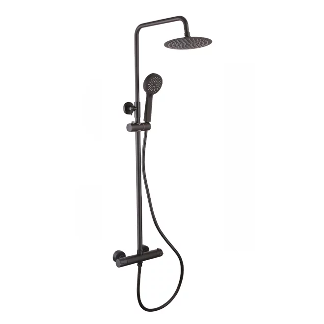 Gio Nova Black Round Dual Head Rigid Riser Shower Kit