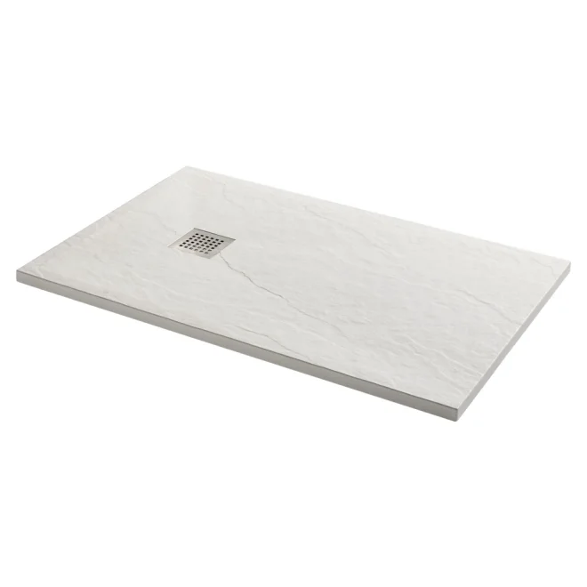 Gio Slate 1000 x 800mm Cuttable Shower Tray White Slate