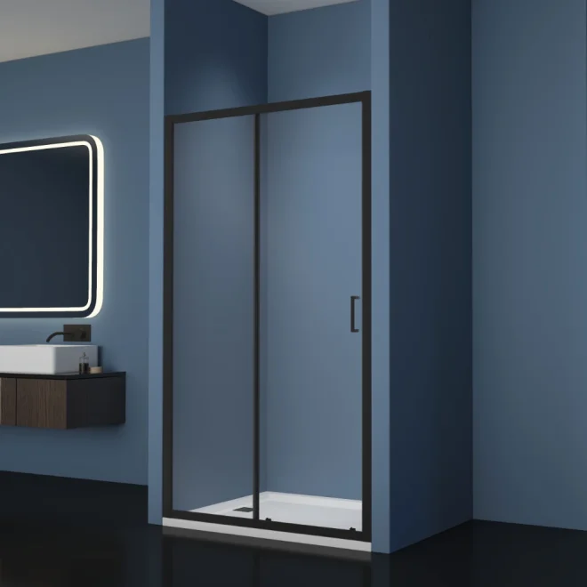 Gio Matt Black 1300mm Sliding Shower Door