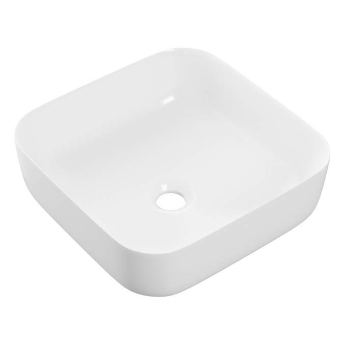 Gressingham 400mm Ceramic Square Washbowl & Waste - Matt White