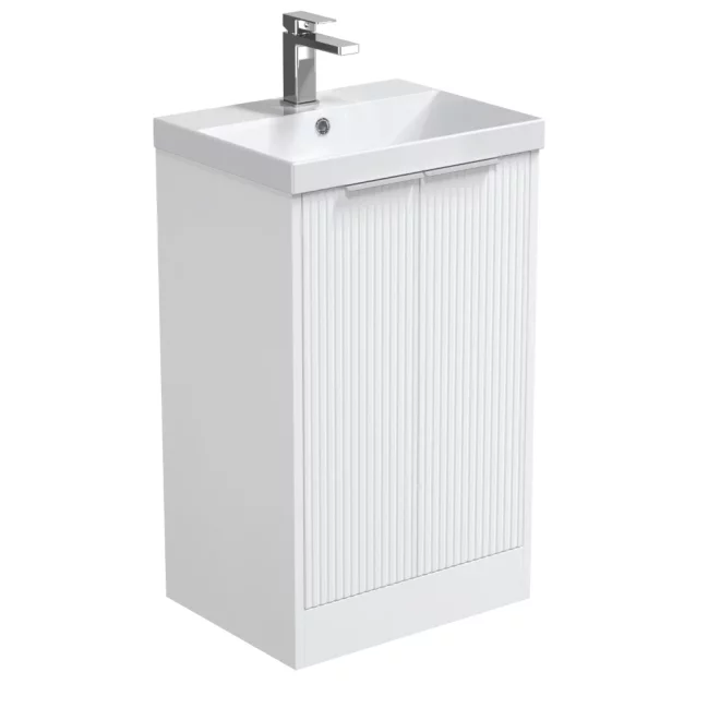 Halite 510mm Fluted White Waterproof Vanity Unit & Basin