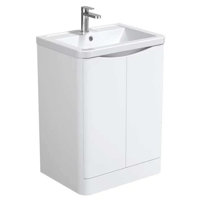 Halite 610mm White Waterproof Vanity Unit with Curved Basin