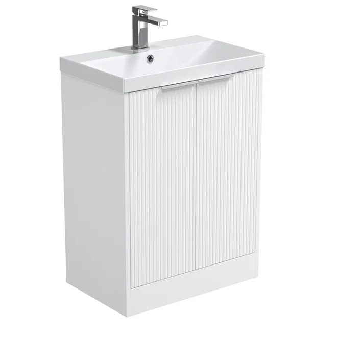 Halite 610mm Waterproof Fluted Vanity Unit with Curved Basin