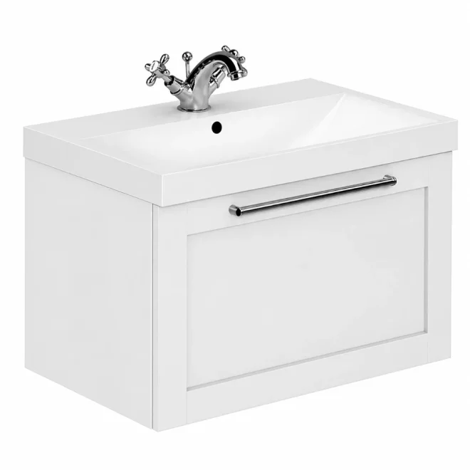 Halite 610mm Waterproof Shaker Wall Hung Vanity Unit and Basin