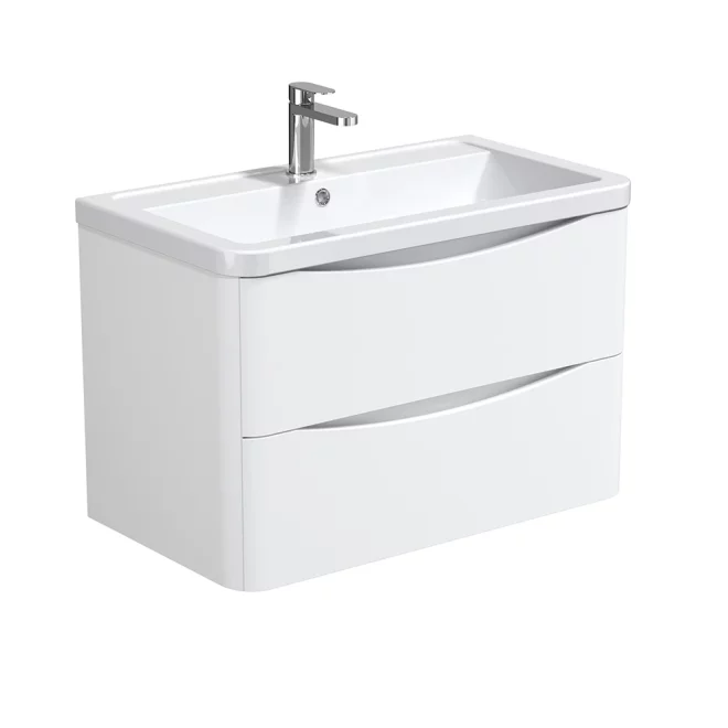 Halite 810mm White Waterproof Wall Hung Vanity Unit with Basin