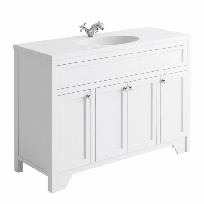 Harrogate Dutchy Single 1200 Arctic White Vanity Unit