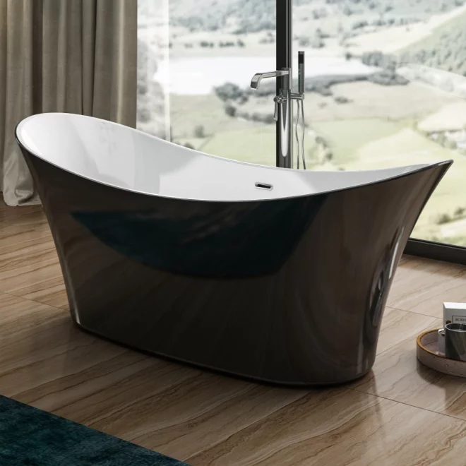 Charlotte Edwards Harrow Gloss Black 1700 x 700mm Modern Freestanding Bath
