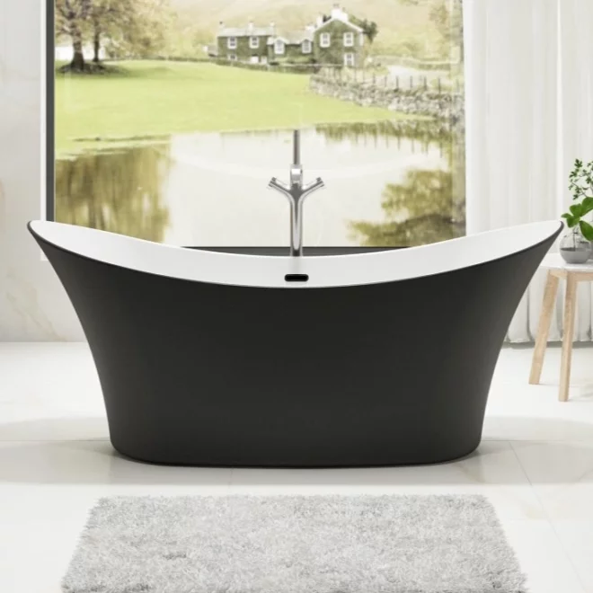 Charlotte Edwards Harrow Matt Black 1700 x 700 Modern Freestanding Bath