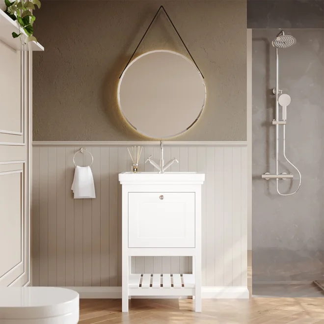 Hudson Reed Bexley Pure White 530mm Basin Vanity Unit