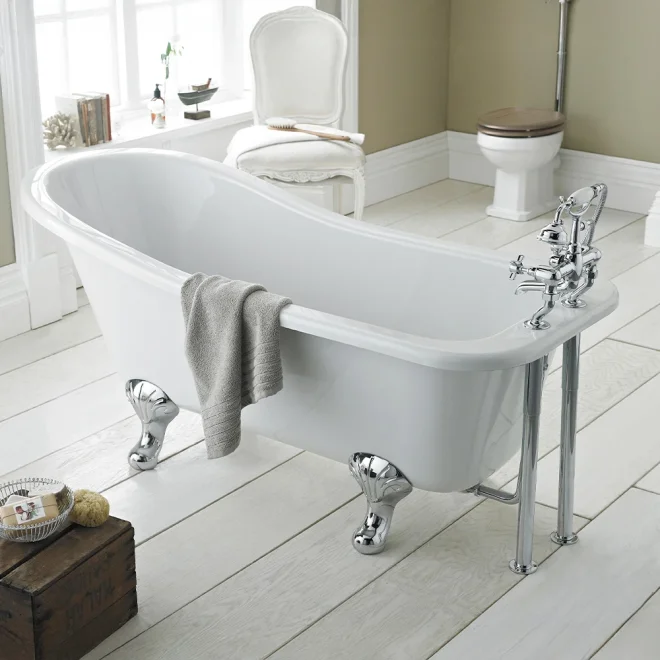 Hudson Reed Brockley 1500 x 740mm Freestanding Bath With Pride Legs
