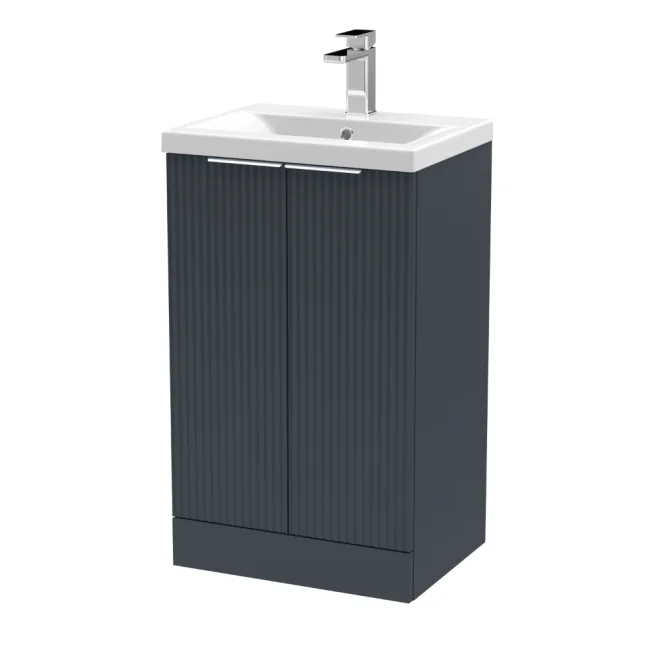 Hudson Reed Fluted 500 Satin Black Floor Standing Vanity Unit & Basin