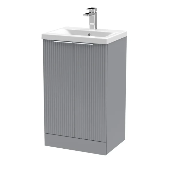 Hudson Reed Fluted 500 Satin Grey Floor Standing Vanity Unit & Basin