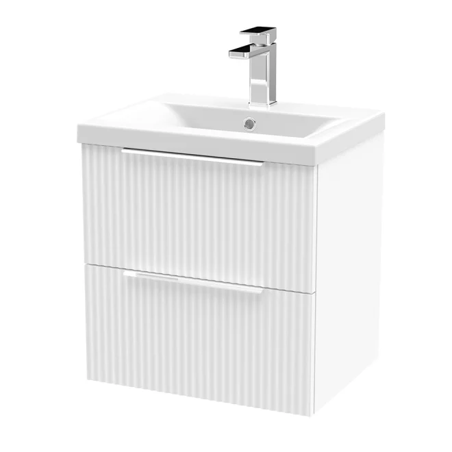 Hudson Reed Fluted 500 2 Drawer Satin White Vanity Unit & Basin