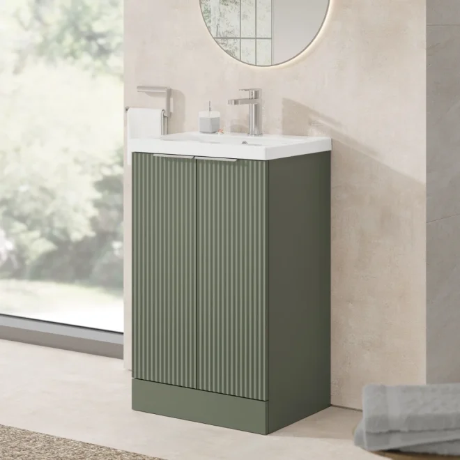 Hudson Reed Fluted 500 Satin Green Vanity Unit