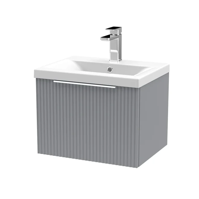Hudson Reed Fluted 500mm Satin Grey Vanity Unit & Basin