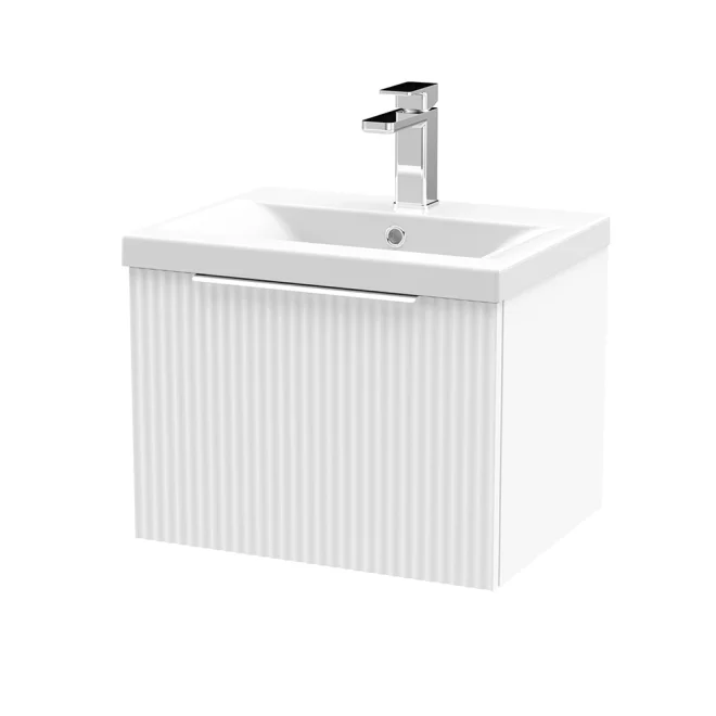 Hudson Reed Fluted 500mm Satin White Vanity Unit & Basin