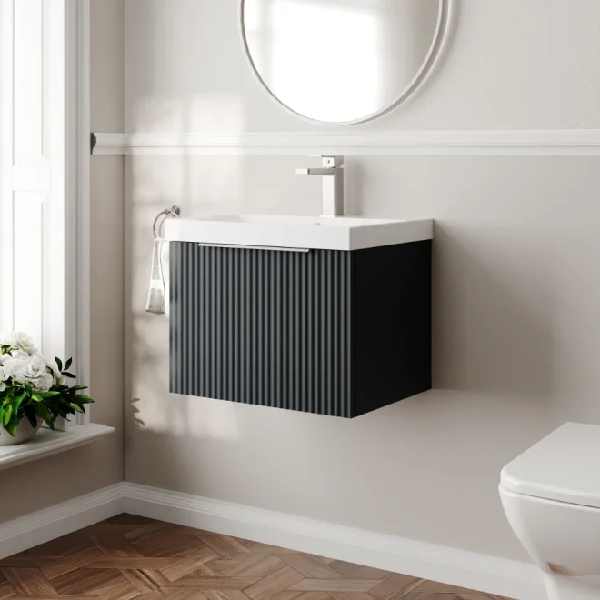 Hudson Reed Fluted 500 Soft Black Vanity Unit & Basin