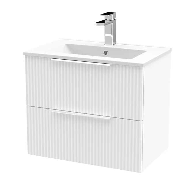 Hudson Reed Fluted 600mm Satin White 2 Drawer Vanity Unit & Basin
