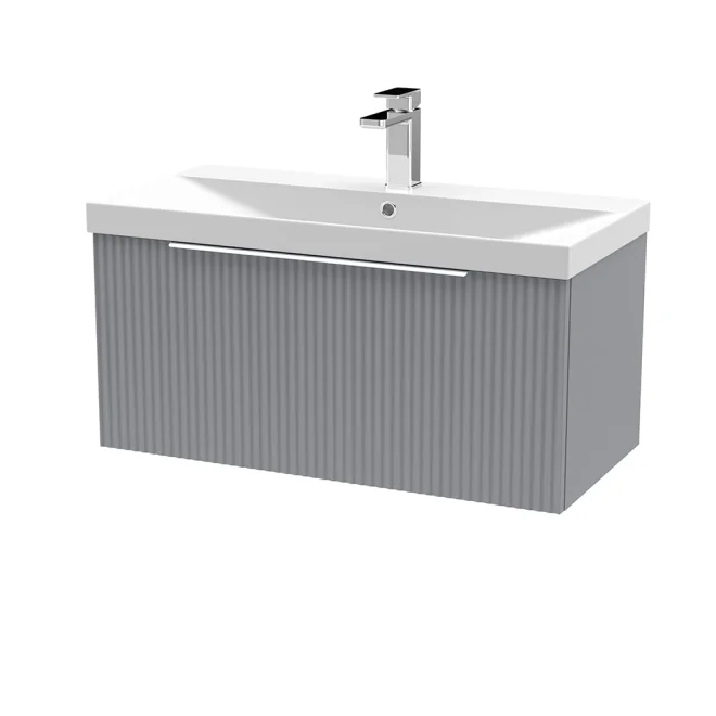 Hudson Reed Fluted 800mm Satin Grey Vanity Unit & Basin