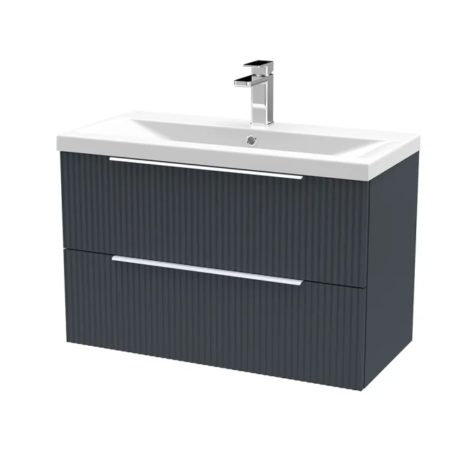 Hudson Reed Fluted 800mm Soft Black 2 Drawer Vanity Unit & Basin
