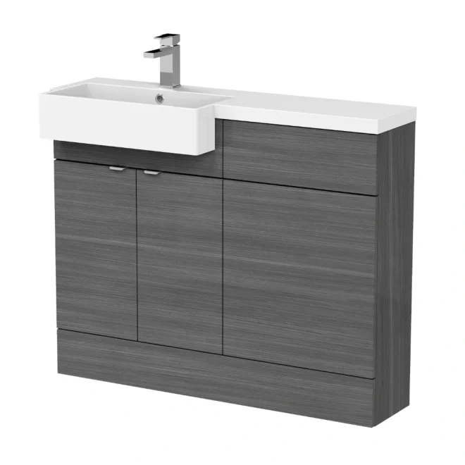 Hudson Reed Fusion Anthracite 1100 LH Semi Recessed Rectangle Basin Unit
