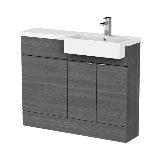 Hudson Reed Fusion Anthracite 1100 RH Semi Recessed Rectangle Basin Unit