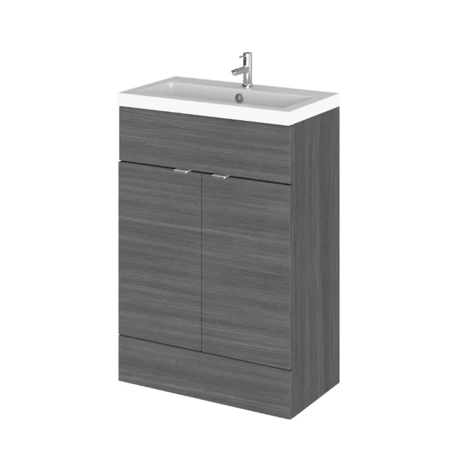 Hudson Reed Fusion Anthracite 600 Floor Standing 2 Door Vanity Unit with Basin