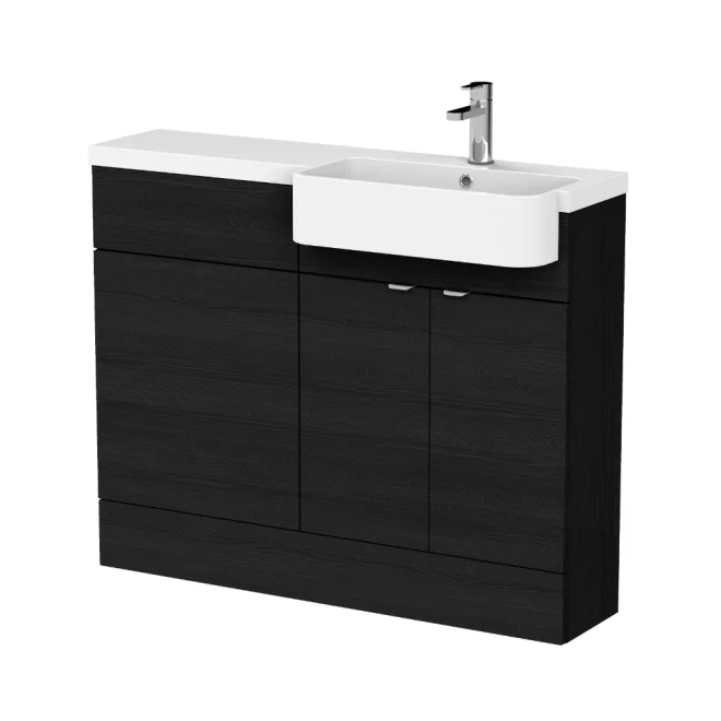 Hudson Reed Fusion Black 1100 RH Semi Recessed Basin Combination Unit