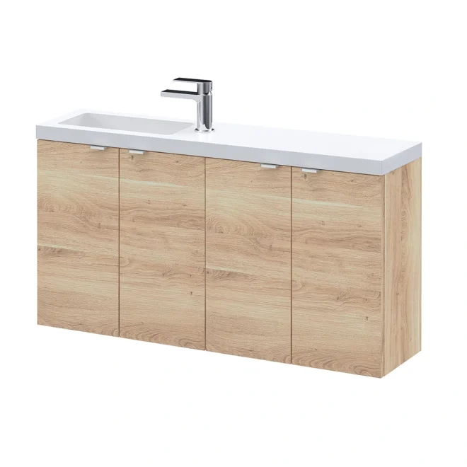 Hudson Reed Fusion Bleached Oak 1000 Wall Hung Vanity Unit & Basin