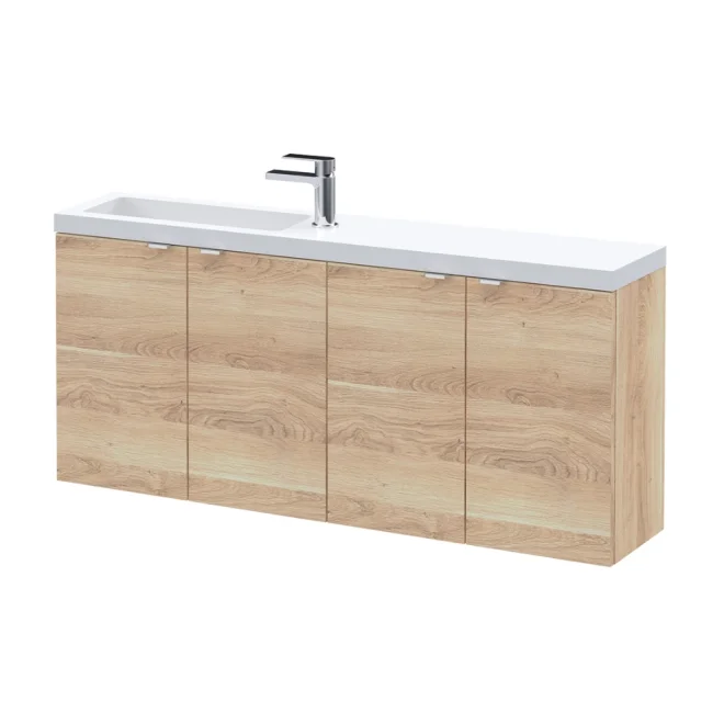 Hudson Reed Fusion Bleached Oak 1200 Wall Hung Vanity Unit & Basin