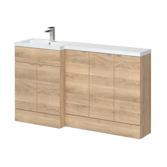 Hudson Reed Fusion Bleached Oak 1500 5 Door Combination LH Basin Vanity Unit