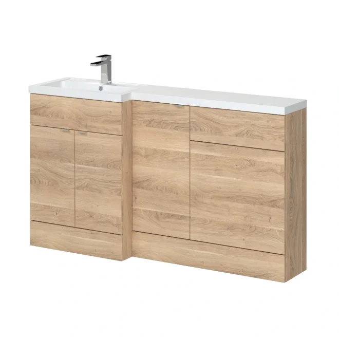 Hudson Reed Fusion Bleached Oak 1500 LH Rectangle Basin & Drawer Unit
