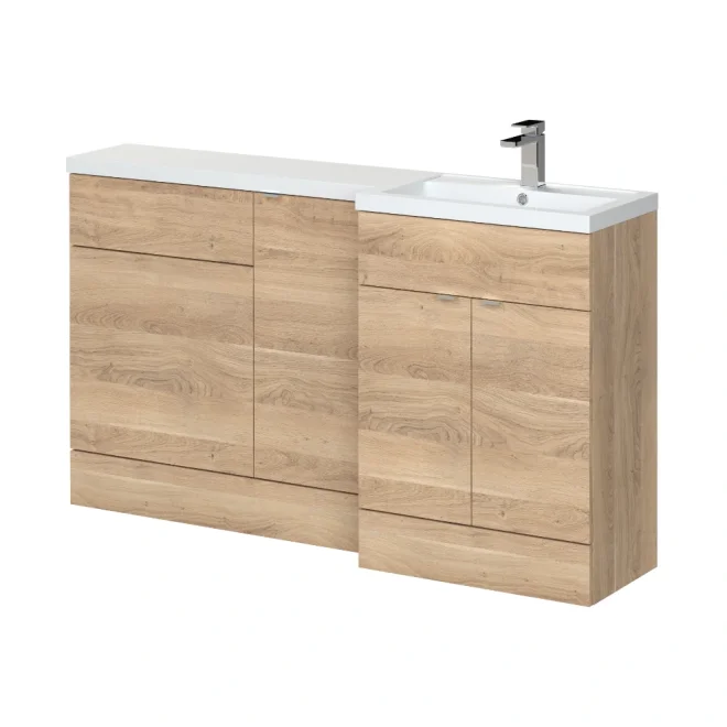 Hudson Reed Fusion Bleached Oak 1500 RH Rectangle Basin & Drawer Unit