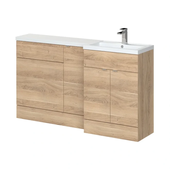 Hudson Reed Fusion Bleached Oak 1500 RH Rectangle Basin & WC Unit