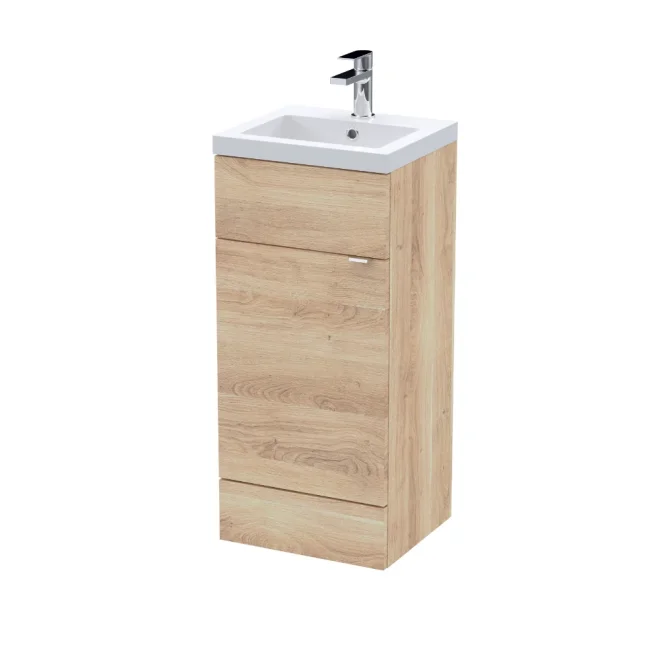 Hudson Reed Fusion Bleached Oak 400 Floor Standing Vanity Unit with Basin