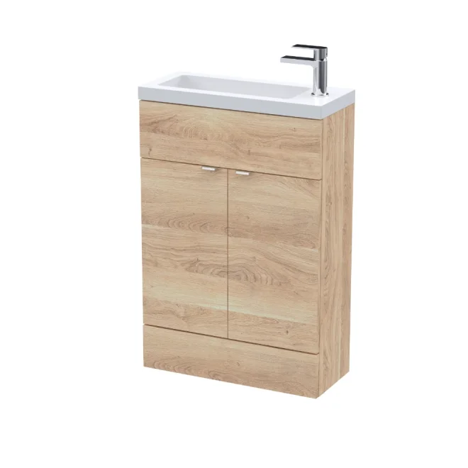Hudson Reed Fusion Bleached Oak 600mm Vanity Unit and Compact Basin