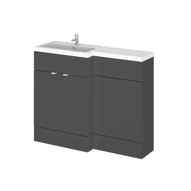 Hudson Reed Fusion Gloss Grey 1100 LH Combination Unit & Basin