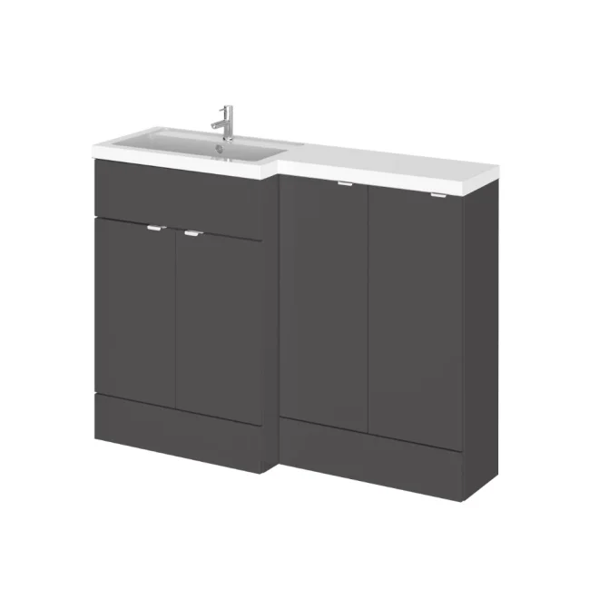 Hudson Reed Fusion Gloss Grey 1200 LH Rectangle Basin & Drawer Unit