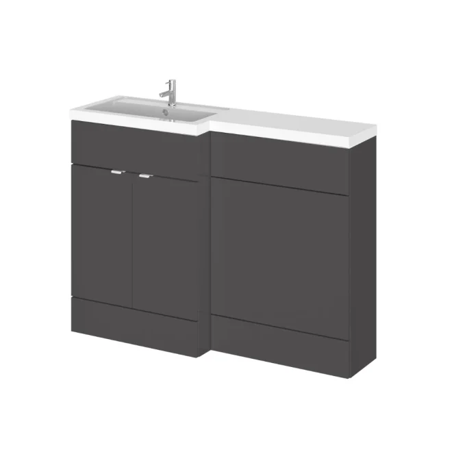 Hudson Reed Fusion Gloss Grey 1200 LH Rectangle Basin Unit