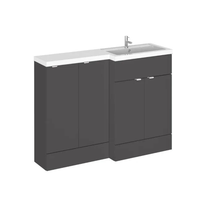 Hudson Reed Fusion Gloss Grey 1200 RH Rectangle Basin & Drawer Unit