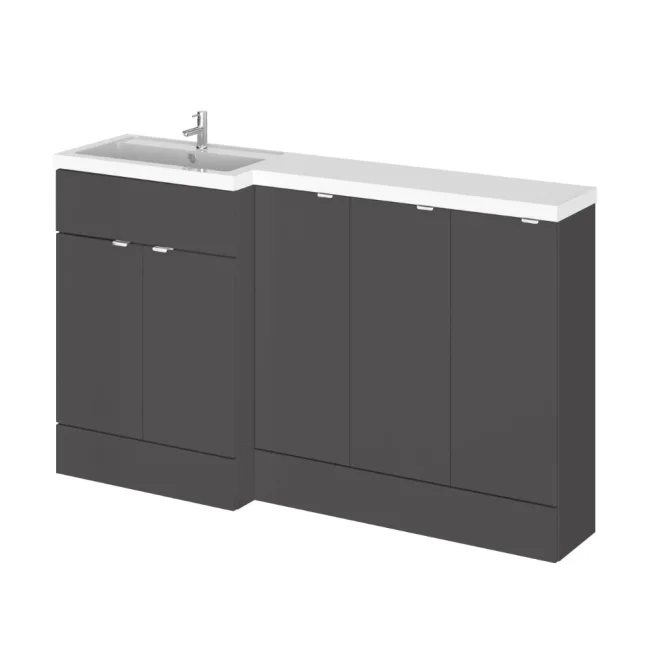 Hudson Reed Fusion Gloss Grey 1500 5 Door Combination LH Basin Vanity Unit