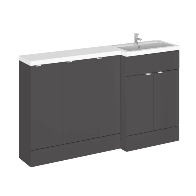 Hudson Reed Fusion Gloss Grey 1500 5 Door Combination RH Basin Vanity Unit