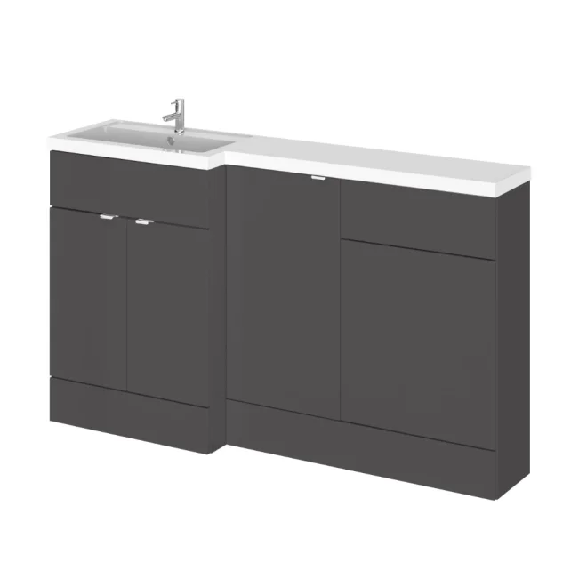 Hudson Reed Fusion Gloss Grey 1500 LH Rectangle Basin & Drawer Unit