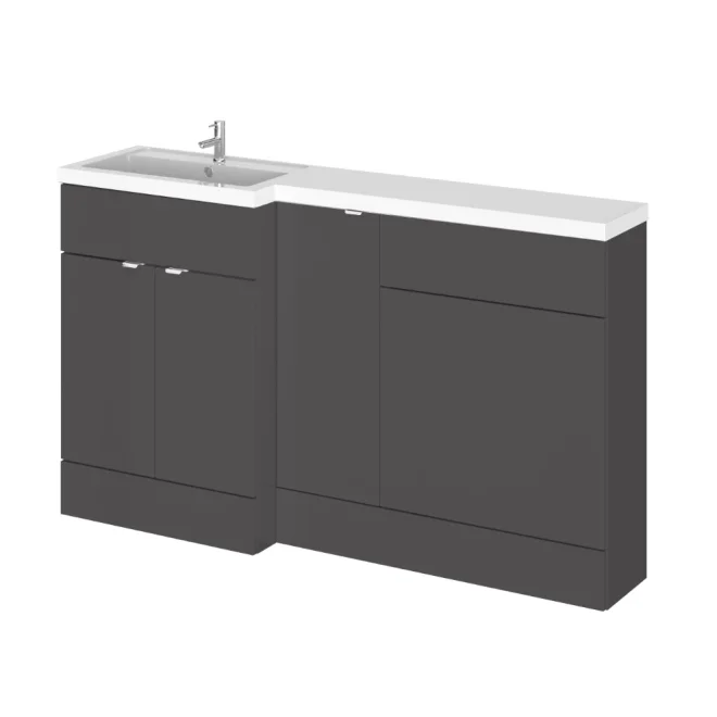 Hudson Reed Fusion Gloss Grey 1500 LH Rectangle Basin & WC Unit
