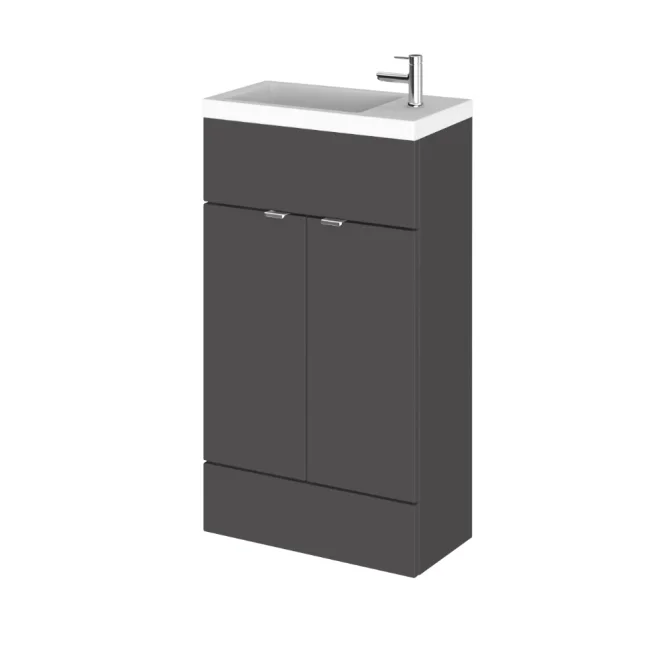 Hudson Reed Fusion Gloss Grey 500mm Vanity Unit and Compact Basin