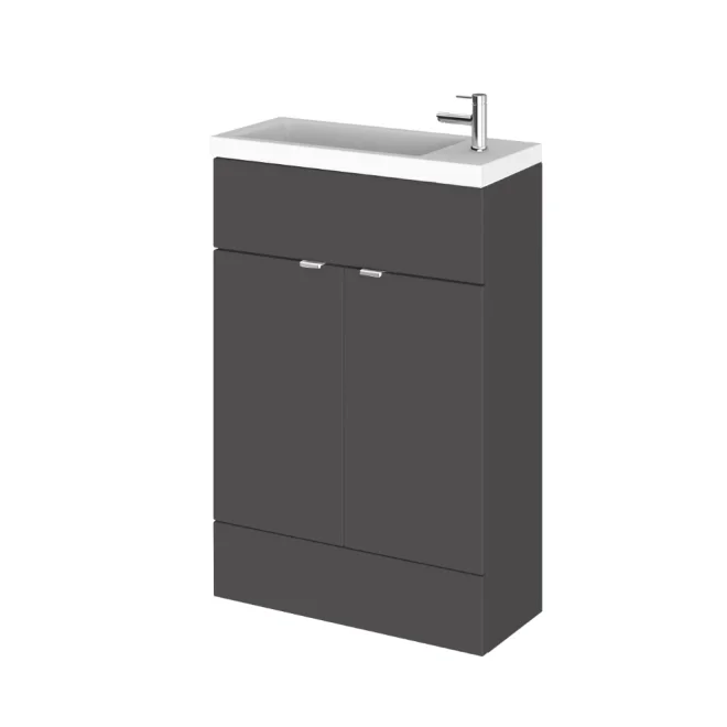 Hudson Reed Fusion Gloss Grey 600mm Vanity Unit and Compact Basin
