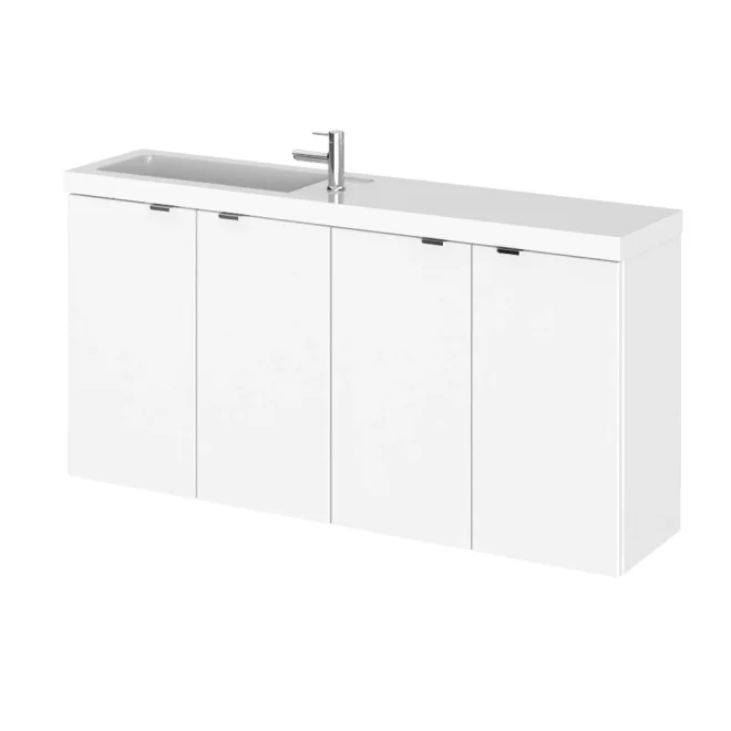 Hudson Reed Fusion Gloss White 1000 Wall Hung Vanity Unit & Basin