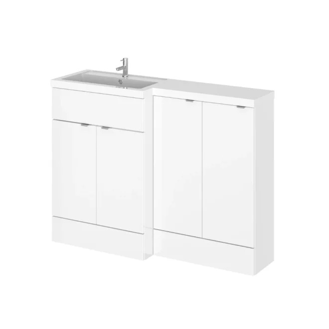 Hudson Reed Fusion Gloss White 1200 LH Rectangle Basin & Drawer Unit