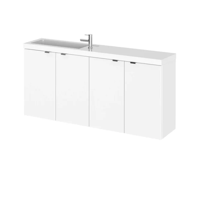 Hudson Reed Fusion Gloss White 1200 Wall Hung Vanity Unit & Basin