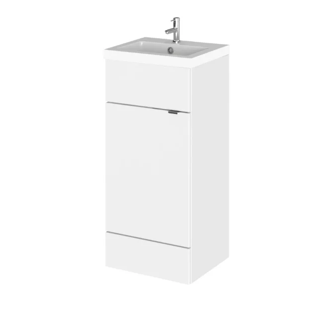 Hudson Reed Fusion Gloss White 400 Floor Standing Vanity Unit with Basin